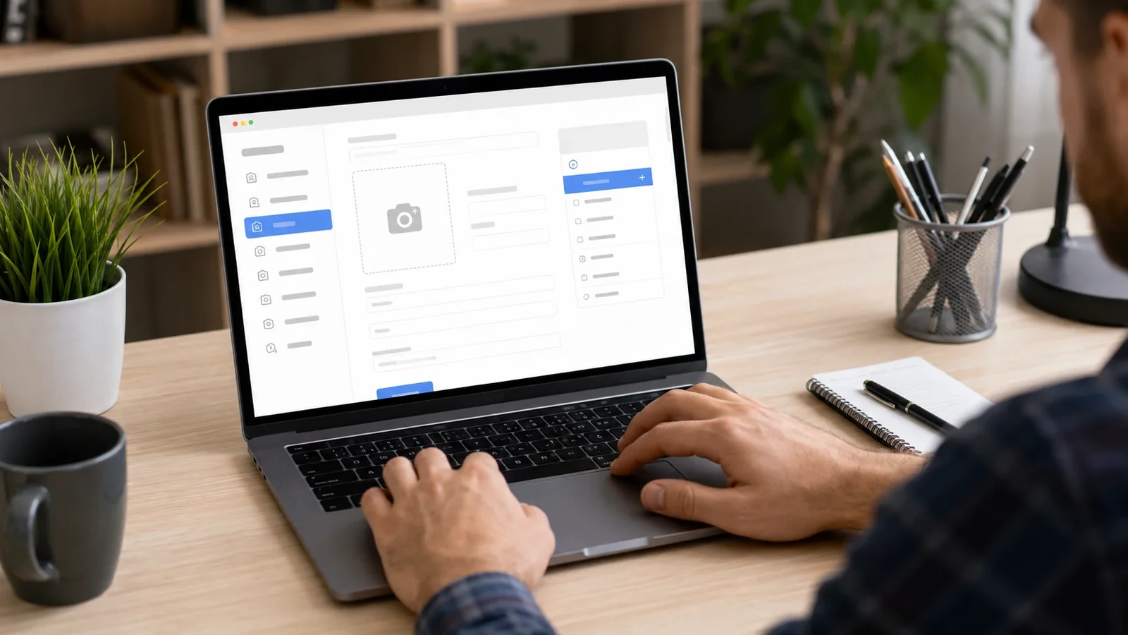 Persoană care verifică afișarea unui anunț online după publicare